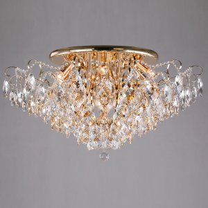 Хрустальная потолочная люстра «Crystal» 10081/12 золото/прозрачный хрусталь Strotskis