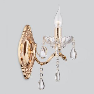 Настенное бра свеча золотого цвета с хрусталём «Brianna»