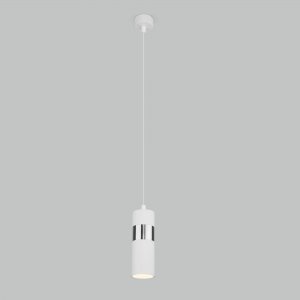 Подвесной светильник цилиндр белый с хромом «Viero»