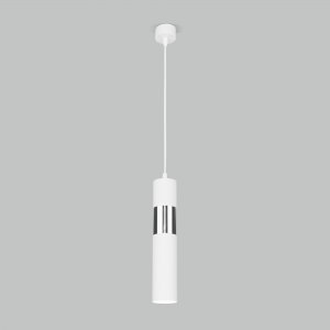 Подвесной светильник цилиндр белый с хромом «Viero»