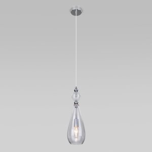 Хромированный подвесной светильник с прозрачным плафоном «Ilario»