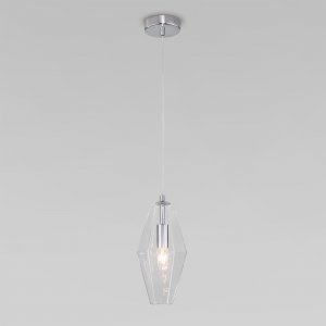 Хромированный подвесной светильник с прозрачным плафоном призма «Prism»