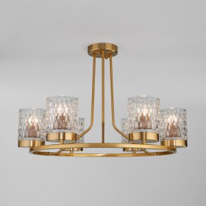 Люстра цвета латуни с кольцом на штангах