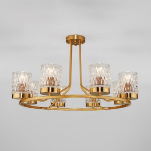 Люстра цвета латуни с кольцом на штангах