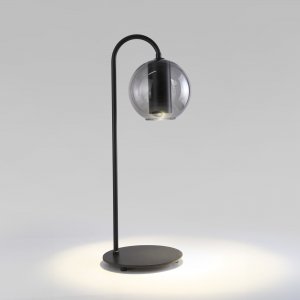 Чёрная настольная лампа с дымчатым плафоном шар «Cobble»