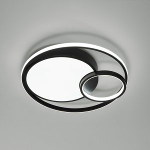 Чёрная потолочная люстра кольца 129Вт с пультом «Jeremy»