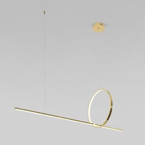 Золотой длинный линейный подвесной светильник с кольцом 35Вт 4200К «Mist»