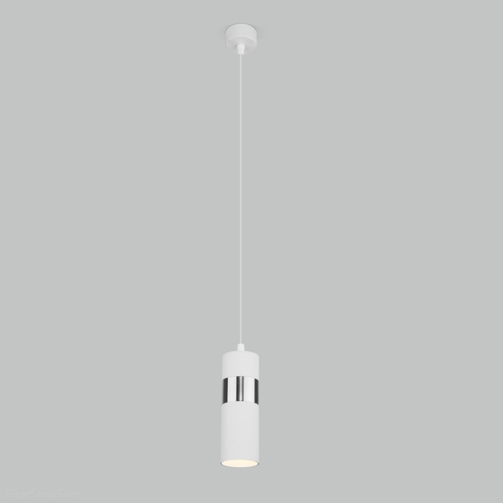 Подвесной светильник цилиндр белый с хромом «Viero» 50096/1 белый/хром