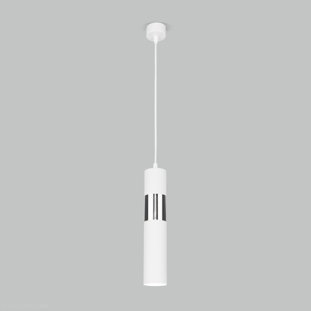 Подвесной светильник цилиндр белый с хромом «Viero» 50097/1 белый/хром
