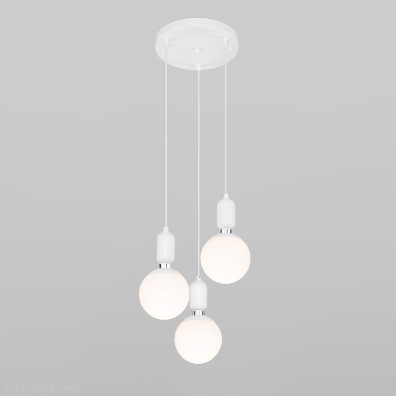 Белый тройной подвесной светильник на круглом основании «Bubble» 50151/3 белый