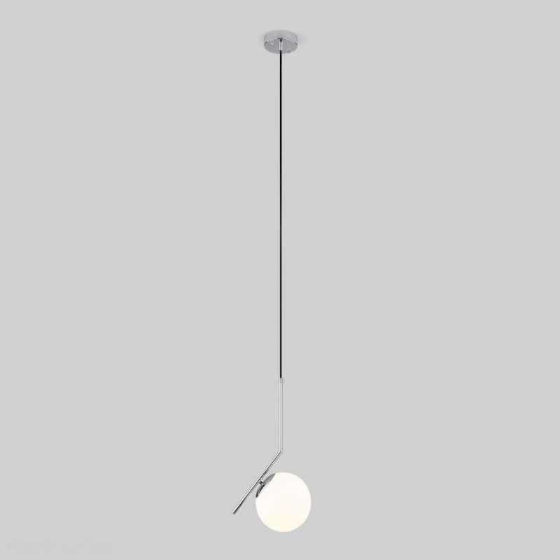 Хромированный подвесной светильник с плафоном шар «Frost Long» 50160/1 хром