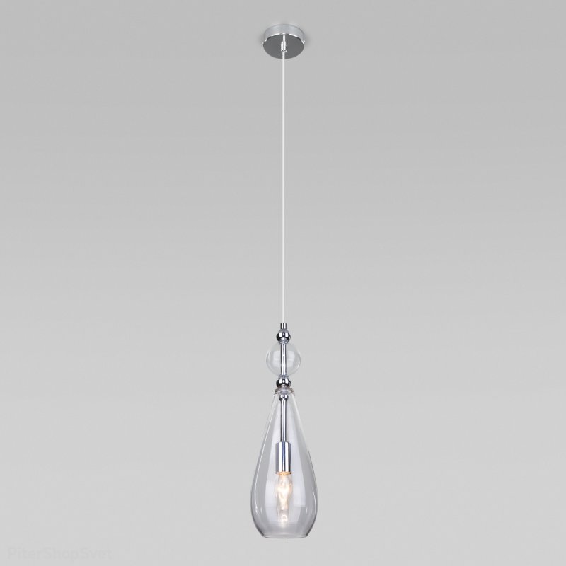 Хромированный подвесной светильник с прозрачным плафоном «Ilario» 50202/1 прозрачный
