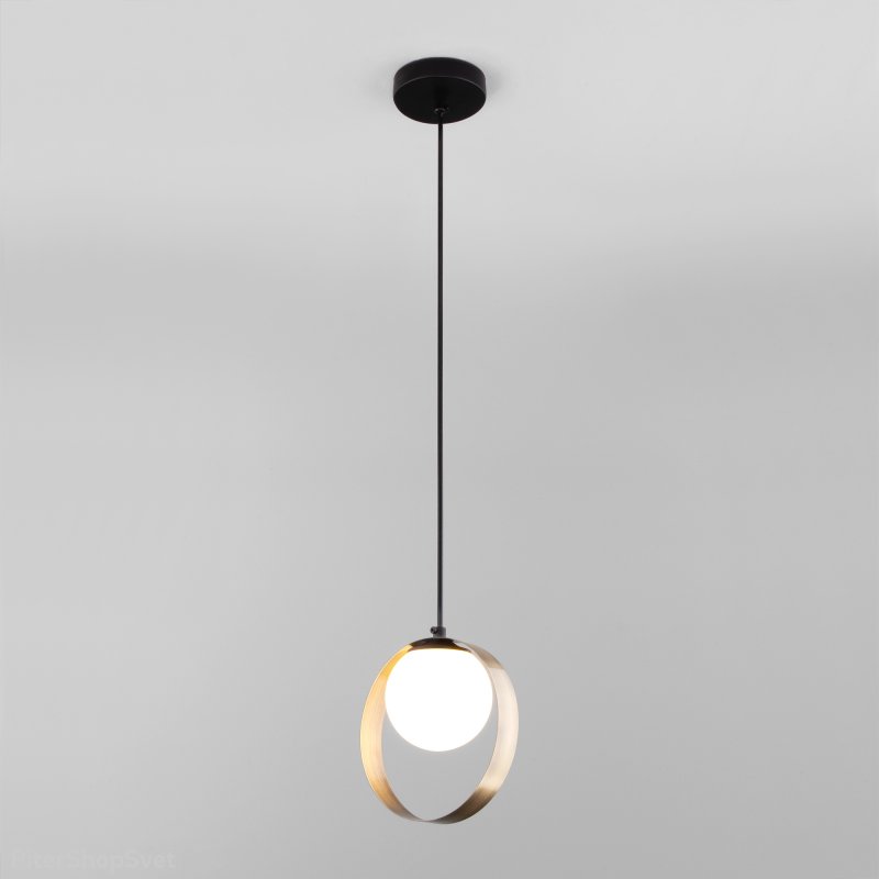 Подвесной светильник шар 10см в кольце, чёрный, бронза «Dublin» 50205/1 черный/бронза