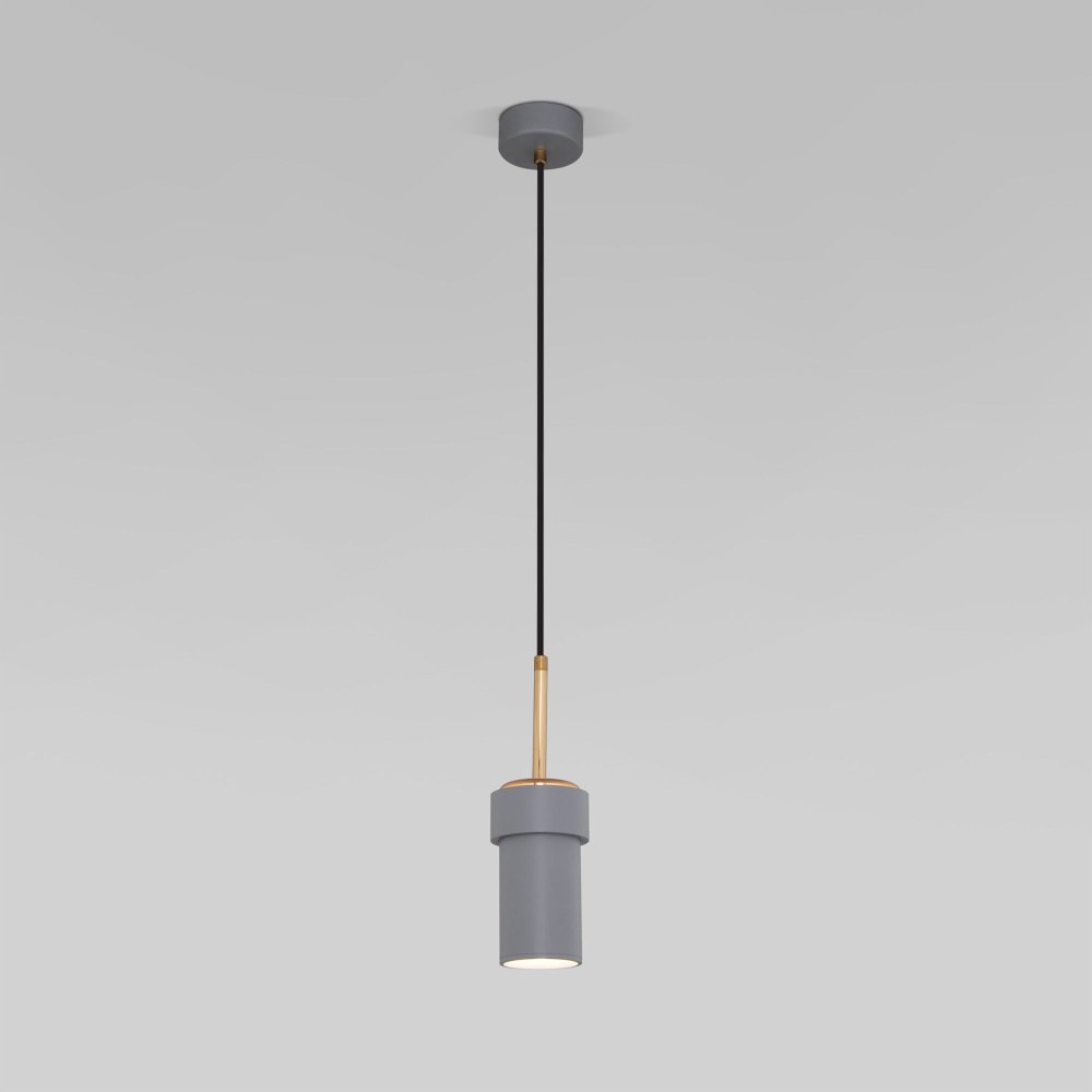 Серо-золотой подвесной светильник цилиндр «Pebble» 50264/1 серый