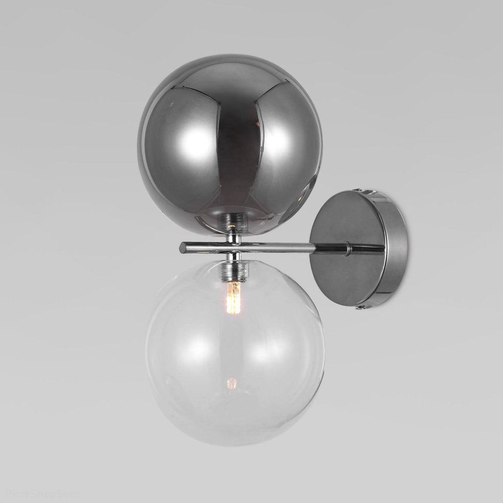 Настенный светильник с двумя шарами «Selisa» 50291 хром/дымчатый