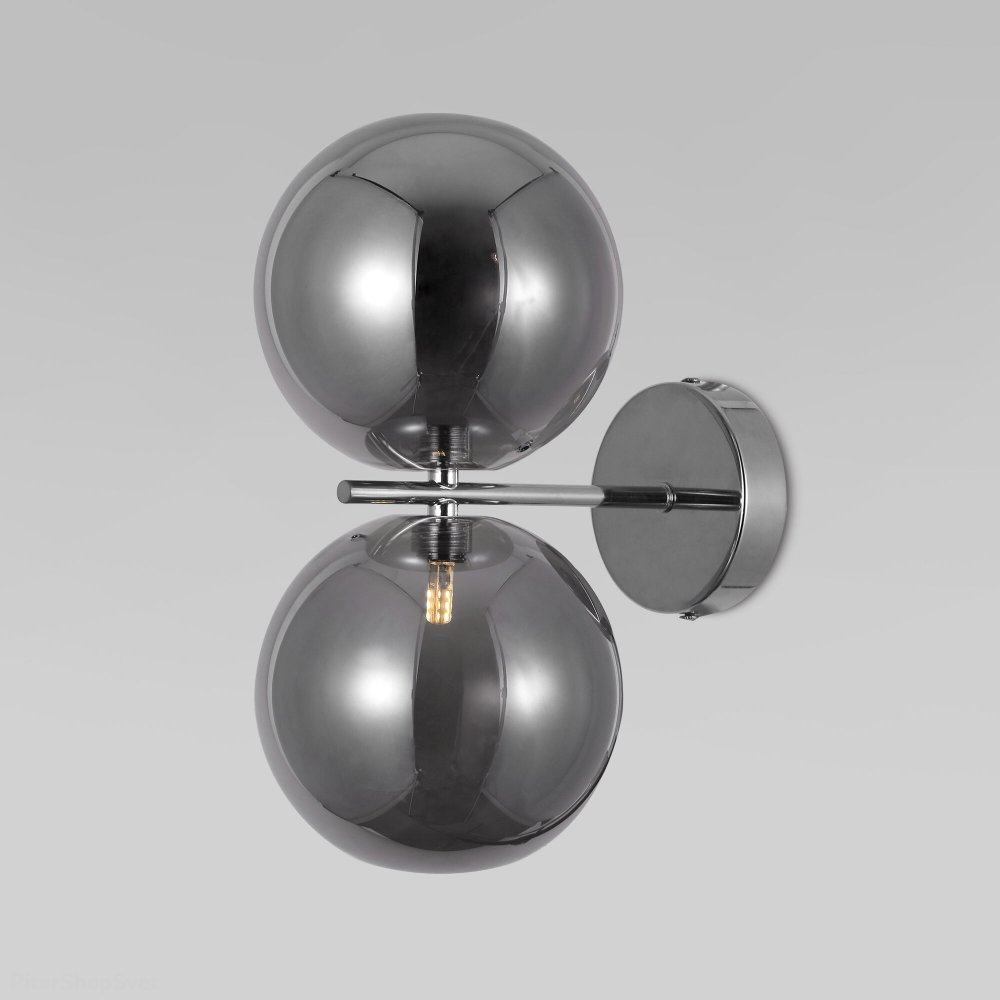 Настенный светильник с дымчатыми шарами «Selisa» 50292 хром/дымчатый
