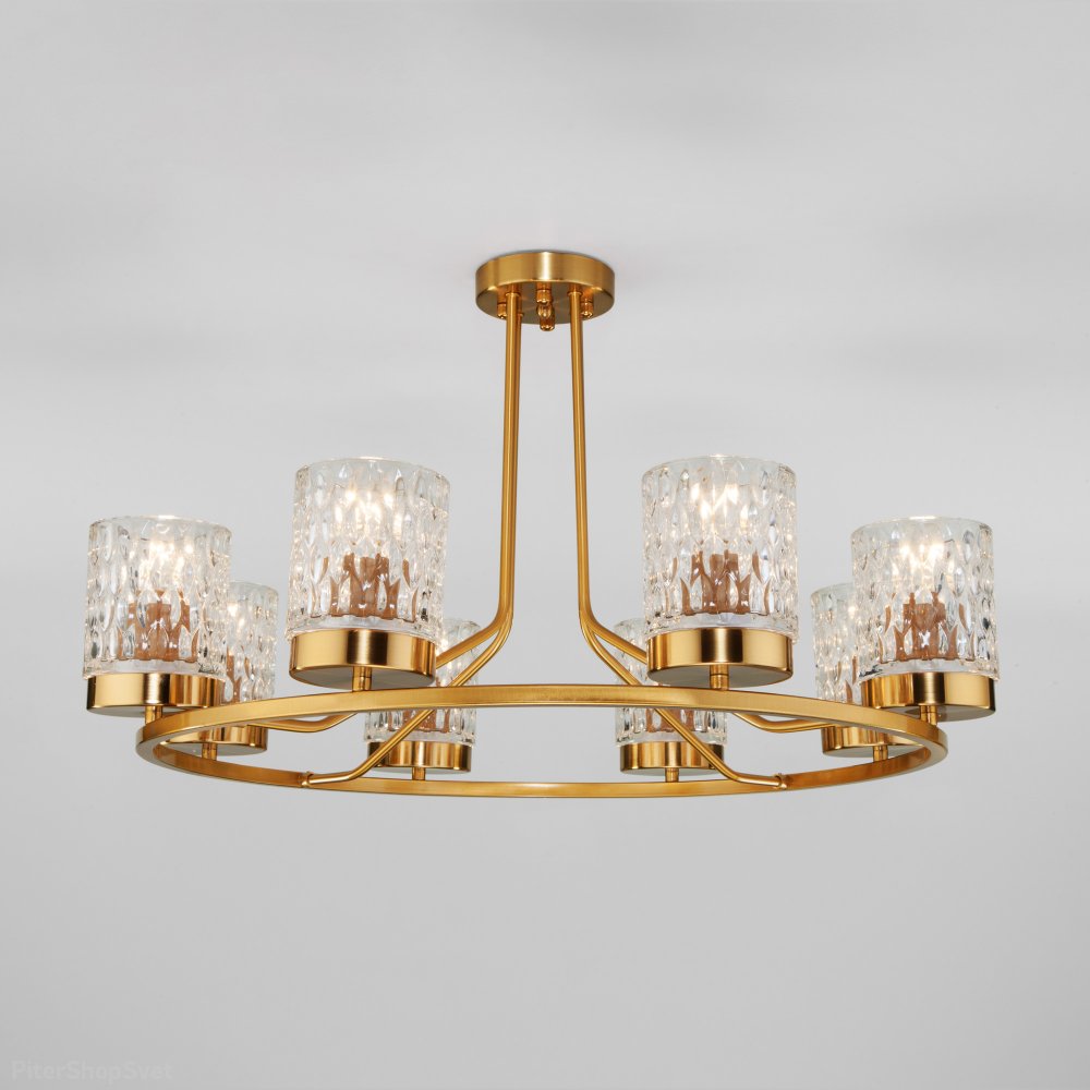 Люстра цвета латуни с кольцом на штангах 60127/8 латунь