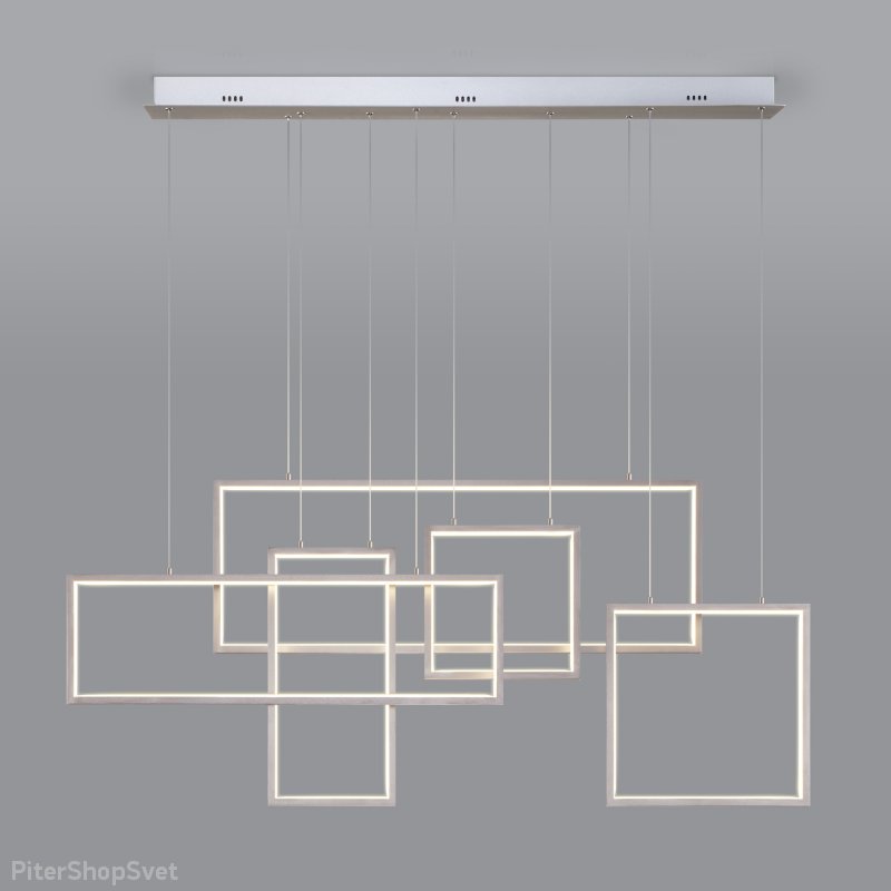 Светодиодная подвесная люстра из квадратов с управлением по Wi-Fi «Smart Direct» 90278/5 сатин-никель