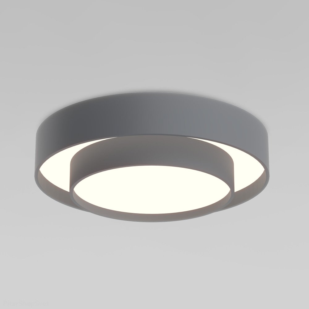 Серый круглый потолочный светильник барабан с пультом «Force» 90330/2 серый