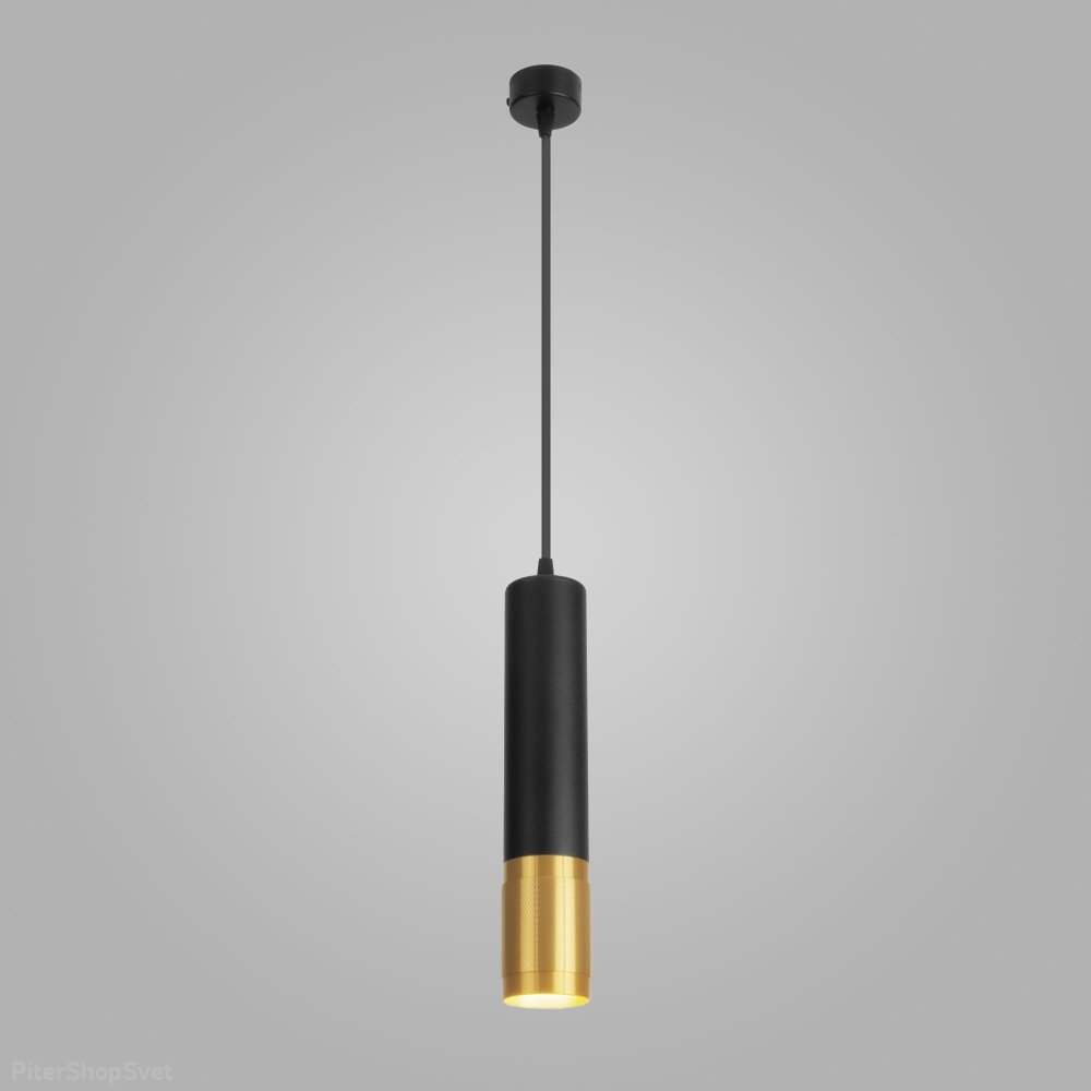 Чёрно-золотой подвесной светильник цилиндр «Tony» DLN108 GU10 черный/золото