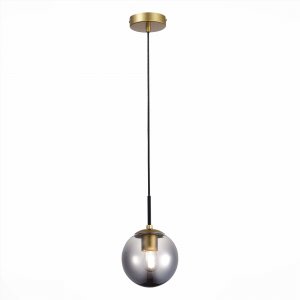 Подвесной светильник матовое золото с дымчатым плафоном-шаром «Scorze»
