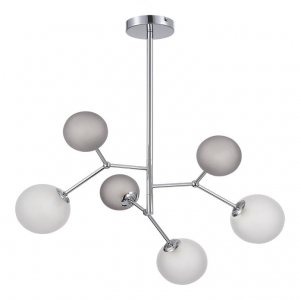 Хромированная люстра-молекула с плафонами шар «Malte»