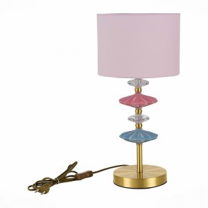 Золотистая настольная лампа с розовым абажуром «ATTIC»