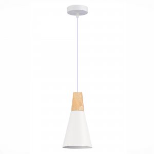 Подвесной светильник конус, белый/светлое дерево «Modica»