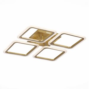Светодиодная потолочная люстра квадраты золотого цвета 112Вт с пультом «Qutro»