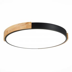 Чёрный круглый светильник с деревянным декором 40Вт 3000/4000/6000К «DELIA»