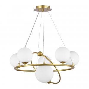 Подвесная люстра кольца с плафонами шар, золотой/прозрачный «Artu»