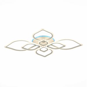 Белая потолочная люстра 235Вт с пультом и RGB подсветкой «Rita»