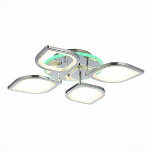 Хромированная потолочная люстра 87Вт с пультом и RGB подсветкой «Rita»