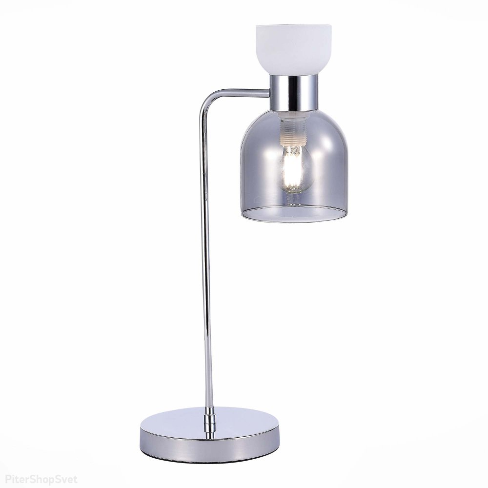 Хромированная настольная лампа с дымчатым плафоном «VENTO» SLE1045-104-01