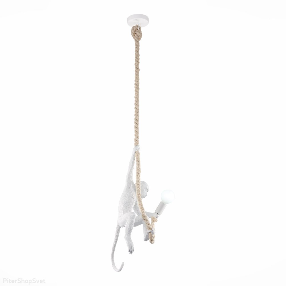 Белый подвесной светильник с обезьяной, держащей лампочку «Tenato» SLE115103-01