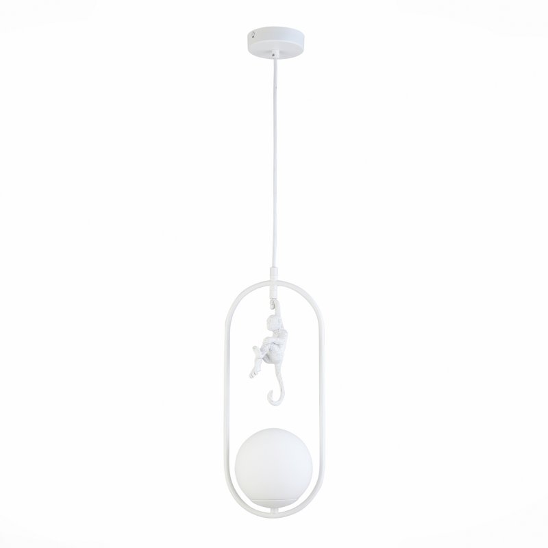 Белый подвесной светильник шар с обезьяной «Tenato» SLE115123-01