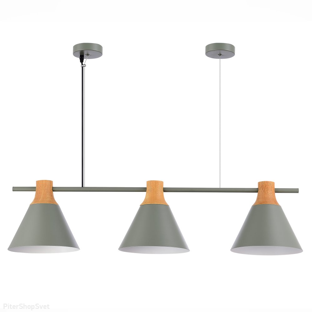 Длинный подвесной светильник с конусами, серый/светлое дерево «Modica» SLE125113-03