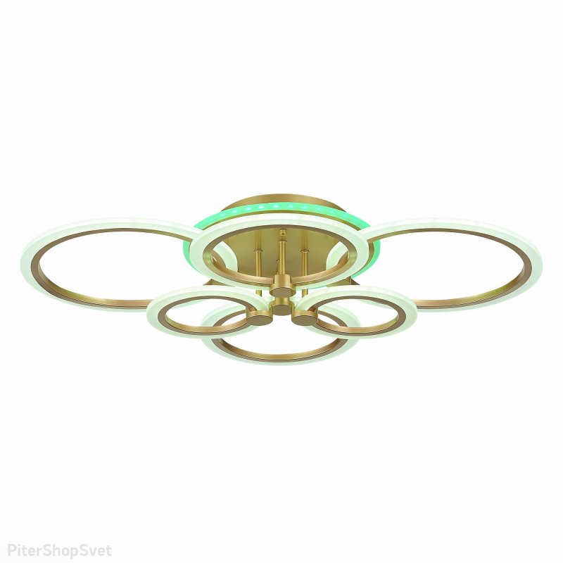 Люстра кольца золотого цвета 140Вт с пультом и RGB подсветкой «Cerina» SLE500522-06RGB