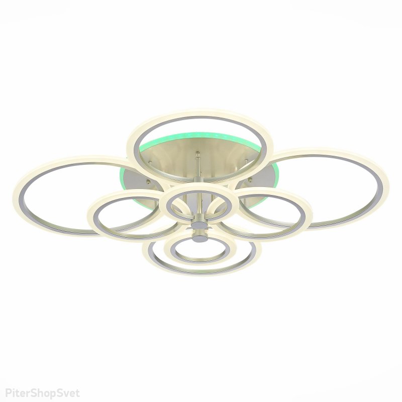Люстра кольца серебряного цвета 227Вт с пультом и RGB подсветкой «Cerina» SLE500592-08RGB