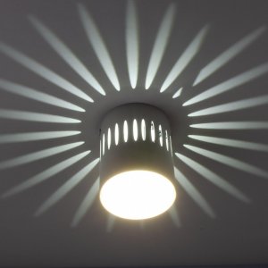 Накладной потолочный светильник цилиндр со световым узором на потолке, белый «Sotto»