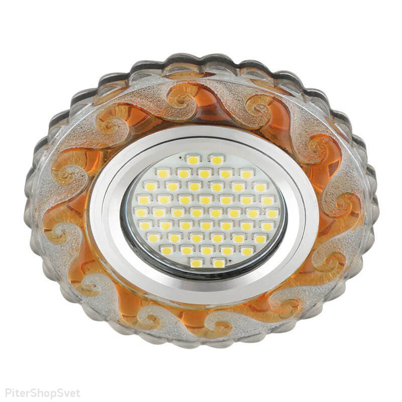 Встраиваемый светильник с белой LED подсветкой «Luciole 139» DLS-L139 Gu5.3 Glassy/Tea