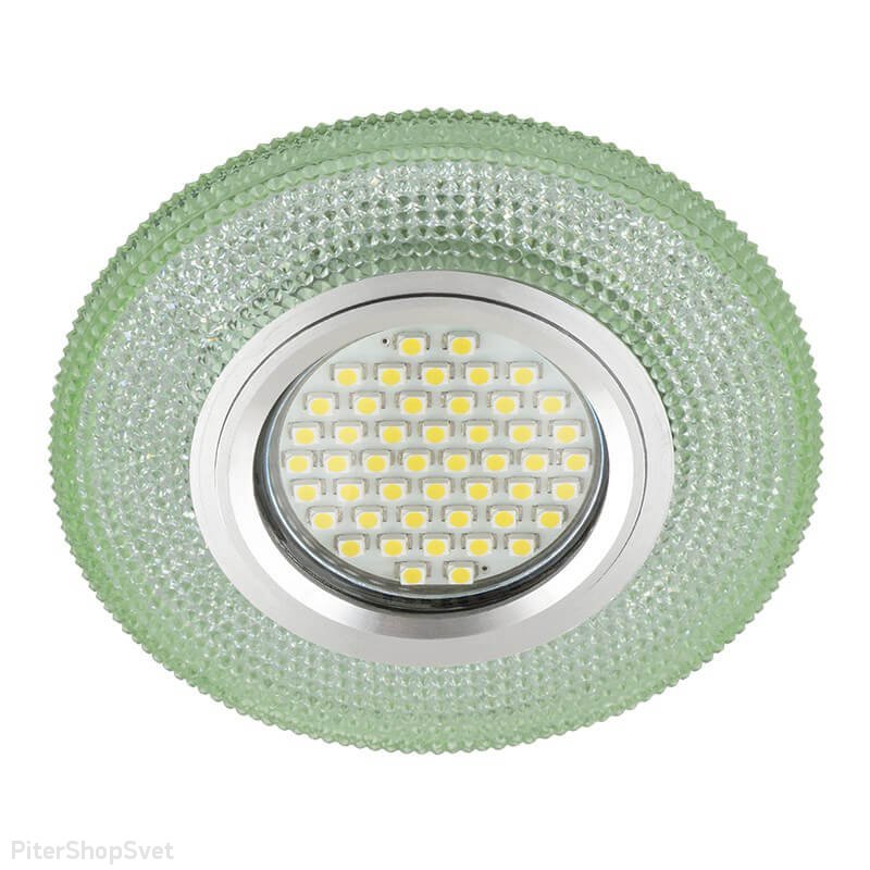 Зелёный встраиваемый светильник с подсветкой «Luciole 142» DLS-L142 Gu5.3 Glassy/Green