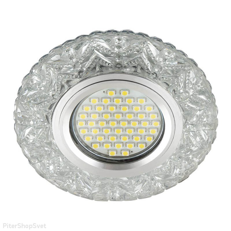 Встраиваемый светильник с белой LED подсветкой «Luciole 146» DLS-L146 Gu5.3 Glassy/Clear
