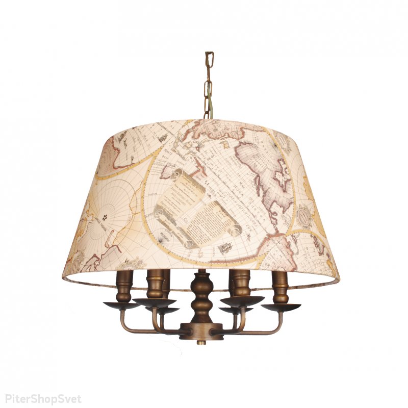 Подвесная люстра с картой на абажуре «Mappa» 1122-6P