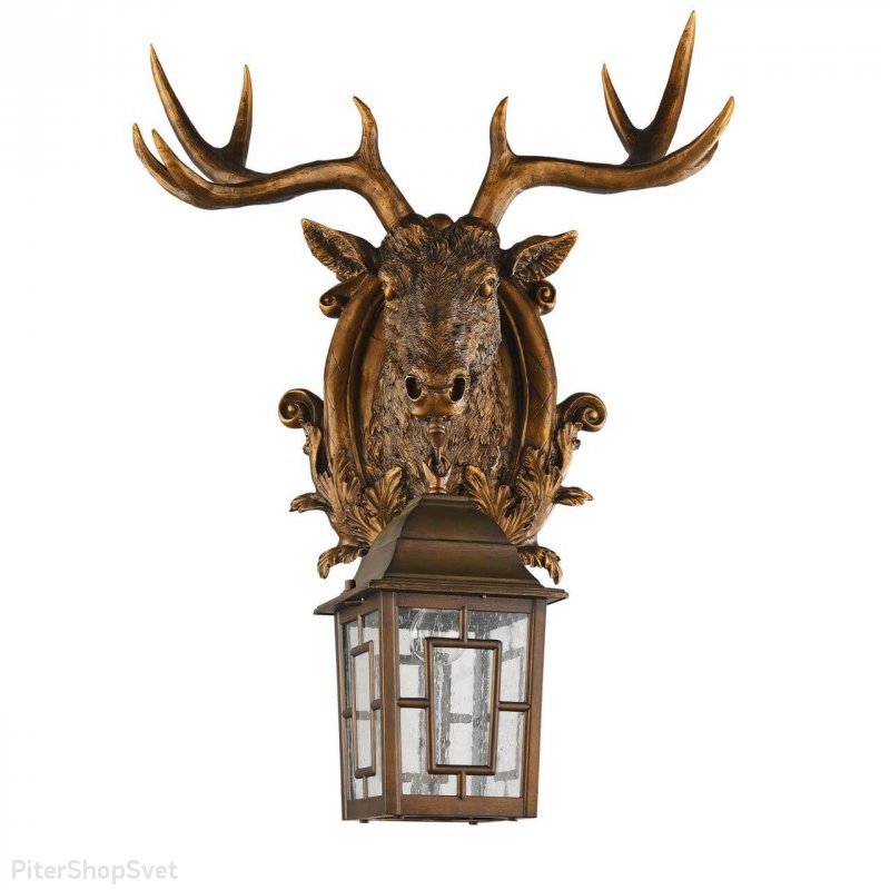 Уличный настенный светильник с головой оленя «Hunt» 2078-1W
