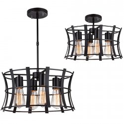 Люстра 2 в 1 из металла черного цвета 1521-4PC Werk