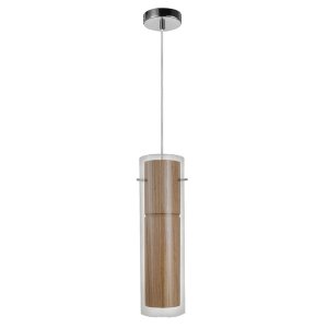 Подвесной светильник деревянный цилиндр в стекле «BAMBOOM»
