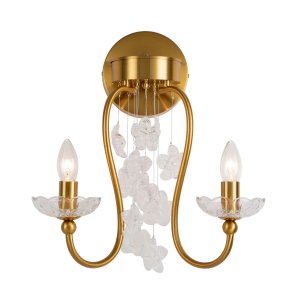 Настенное бра 2 свечи с подвесками в виде цветов «BELLIS»