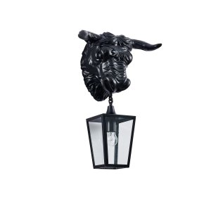Чёрный уличный настенный светильник голова бизона «BISON»