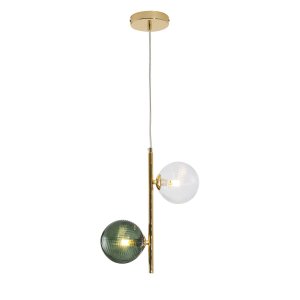 Подвесной светильник с плафонами шары, золотой/зелёный/прозрачный «INFILATO»